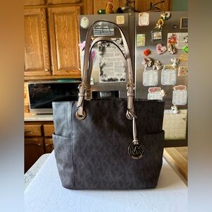 Michael Kors Brown Dotted Monogram Canvas Coated Leather Tote Shoulderbag